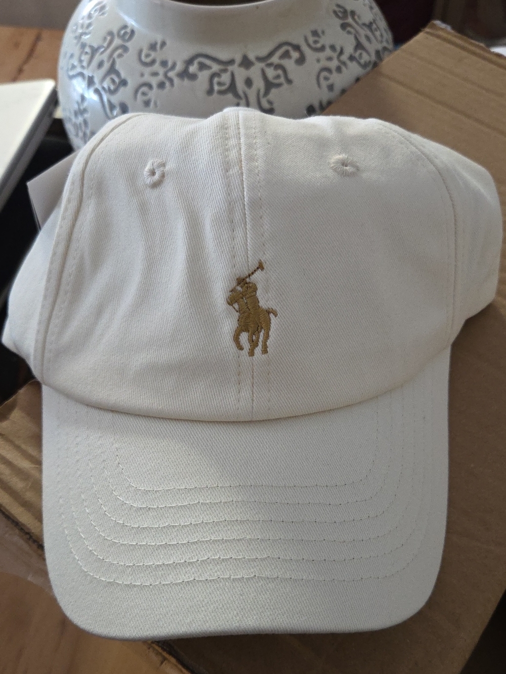 Polo Ralph Lauren Cream Baseball Cap with Dark Gold Pony